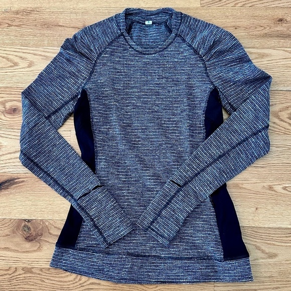 Lululemon Think Fast Long Sleeve in Color: Coco Pique Black / Black (Size 4) - Picture 4 of 11